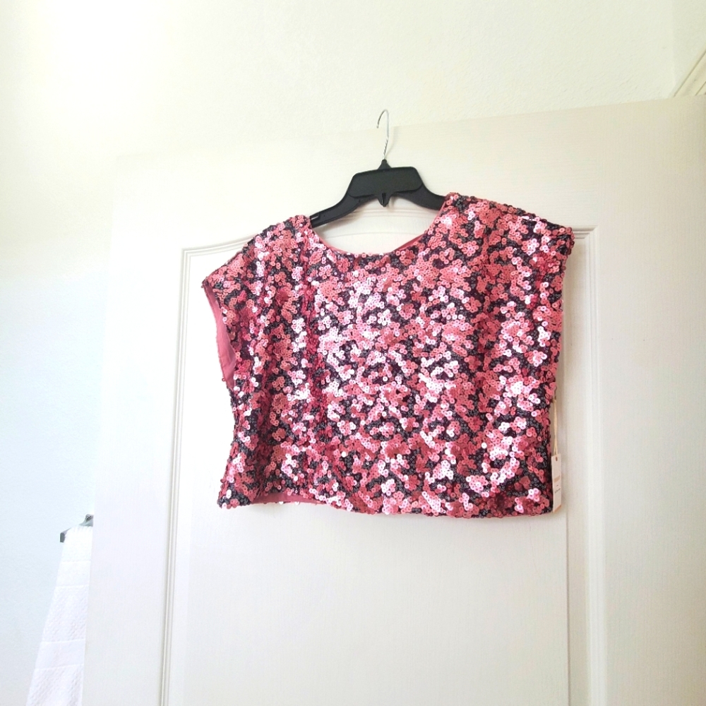 Forever 21, pink sequined tank top, size medium